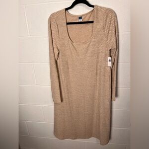 NEW Old Navy Beige Long Sleeve Dress Size L